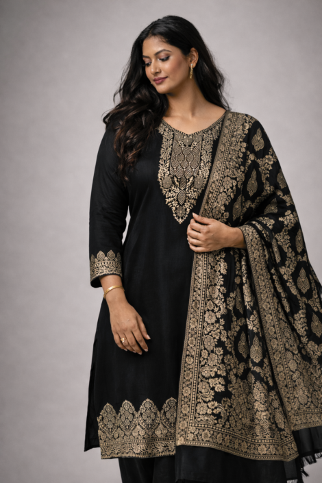 Midnight Zari Elegance Suit Set