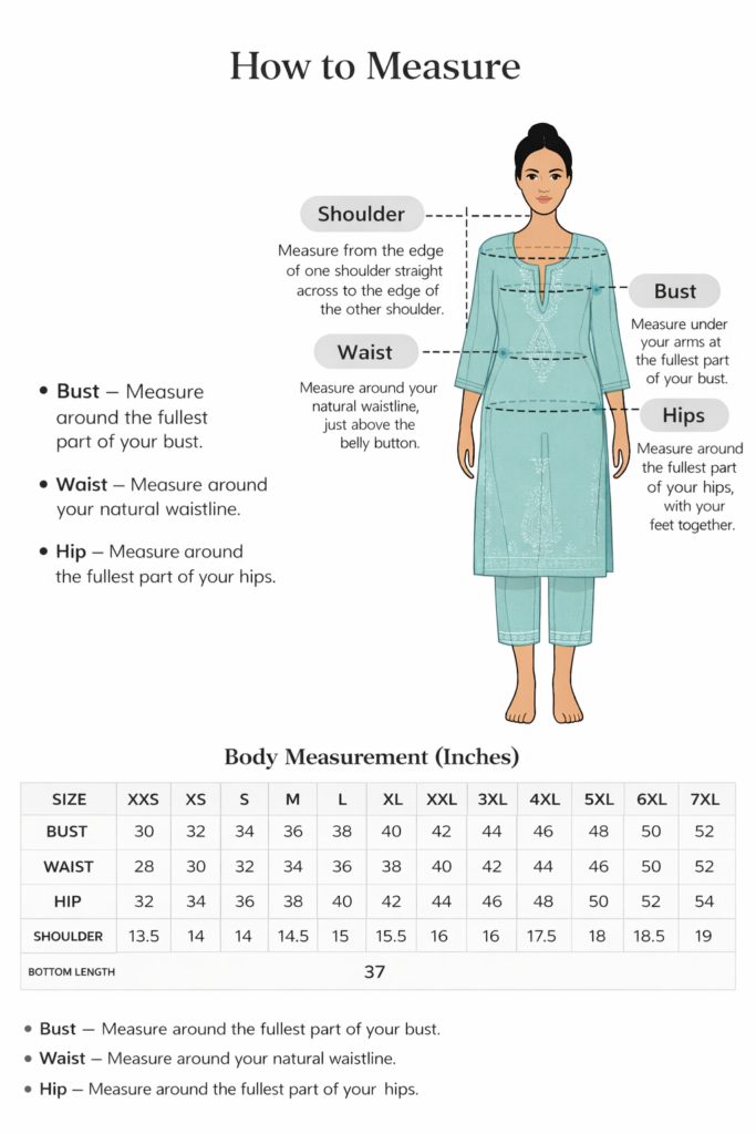 Size Chart Shrijii Vastra